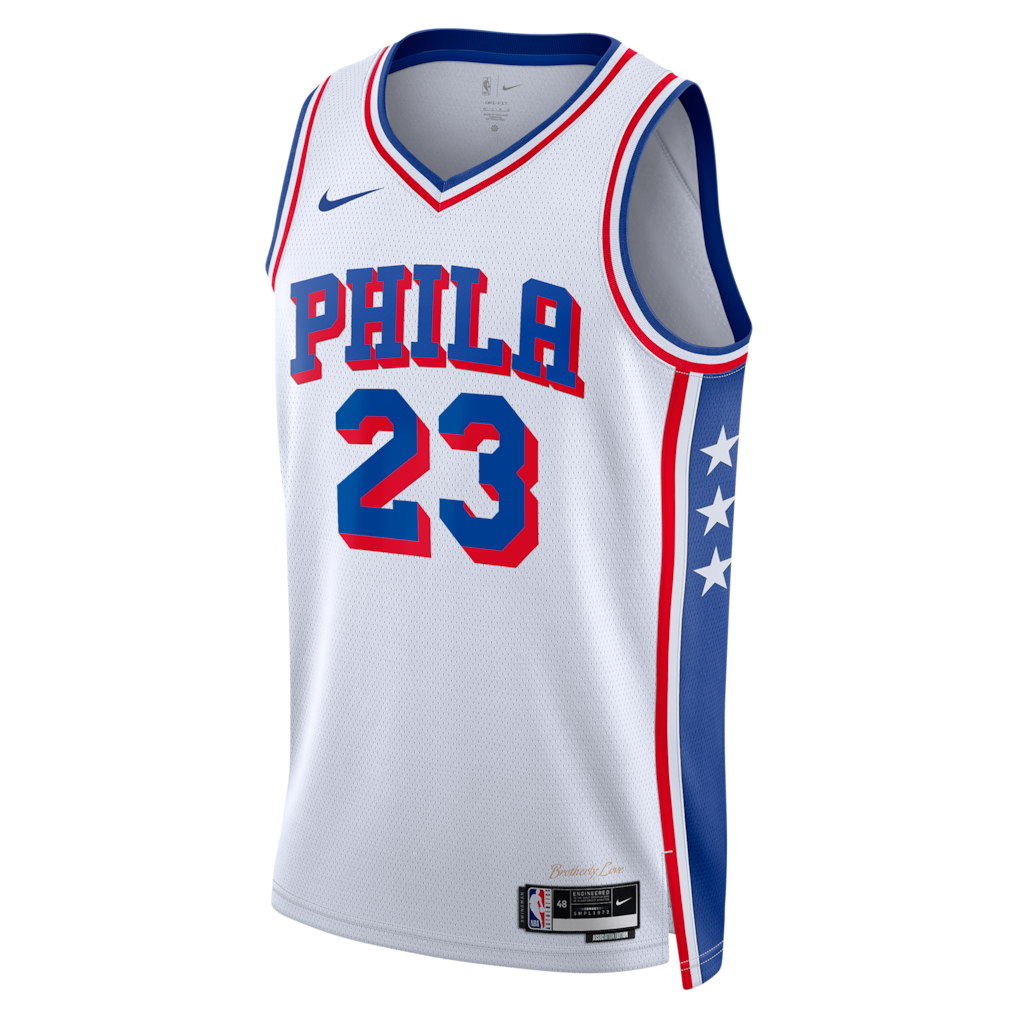 Camisa Regata Unisex Philadelphia 76ers LeBron James Nike White Swingman Jersey - Association Edition