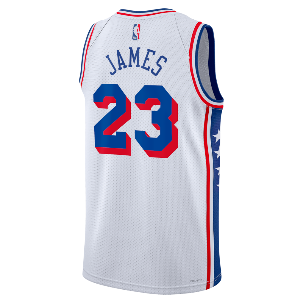 Camisa Regata Unisex Philadelphia 76ers LeBron James Nike White Swingman Jersey - Association Edition